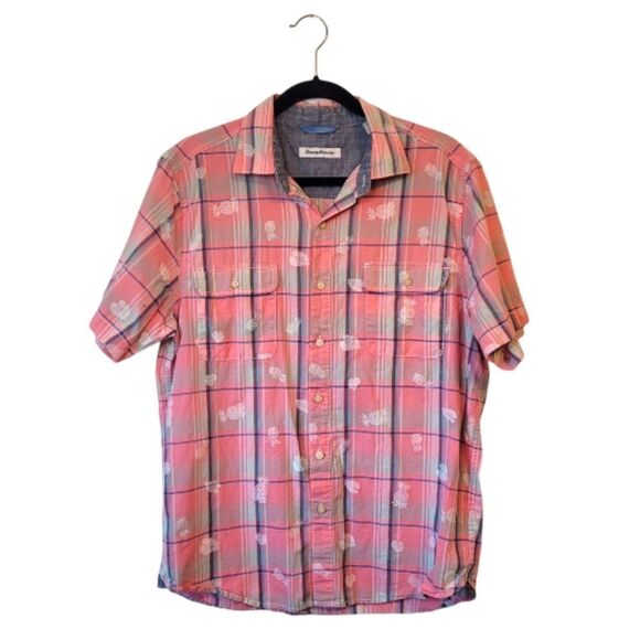 Tommy Bahama Red Plaid Pineapple Button Down Shirt - Picture 1 of 6